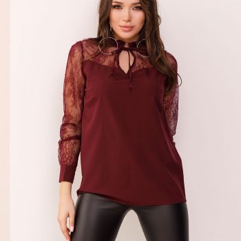 Блуза з мереживними вставками “Мізеріна” (червона)