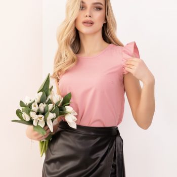 Однотонна блуза з хвильками "Луїза" (рожева)