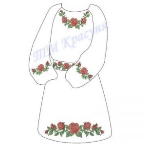 Заготовка дитячого плаття під вишивку "Червоні троянди"